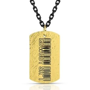 Montana Silversmiths Men's Gold Dog Tag Necklace Cowboy Sh*t - NEW - Retail $70